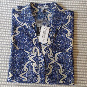 EXPRESS Women's Portofino Shirt Long Sleeve Print Blue Size M NEW